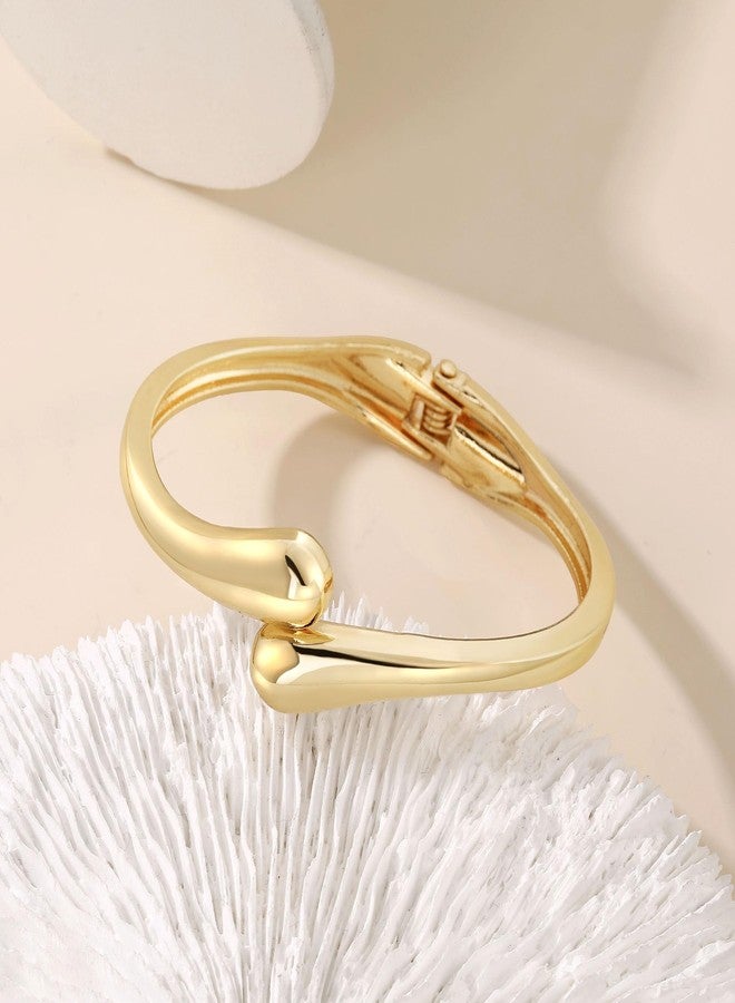 GINAZL Trendy Twist Chunky Cuff Bracelet, Gold Bangle Bracelets for Women (BCB-G) - Image 4